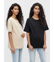 Mama.Licious Mamalicious Maternity 2 Pack Black and Stone T-Shirts